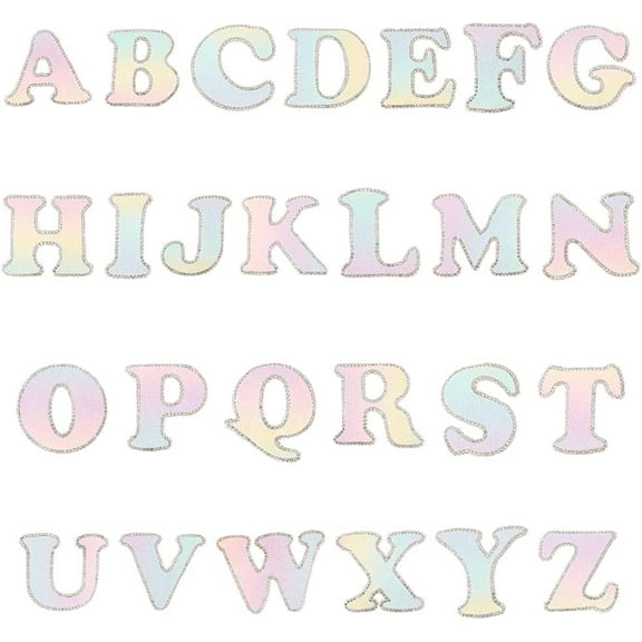 Iron On Letters Patchs for Clothing 1.97 Inch Varsity Letter Patch Glitter Chenille Letter Patches A-Z Iron On Repair Patches Applique with Rhinestone for Hats Bags Shoes Jackets Shirts