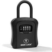 Iron Lock Medium Waterproof Key Lock Box with U-Shackle & 4-Digit Combo - Portable or Wall-Mountable