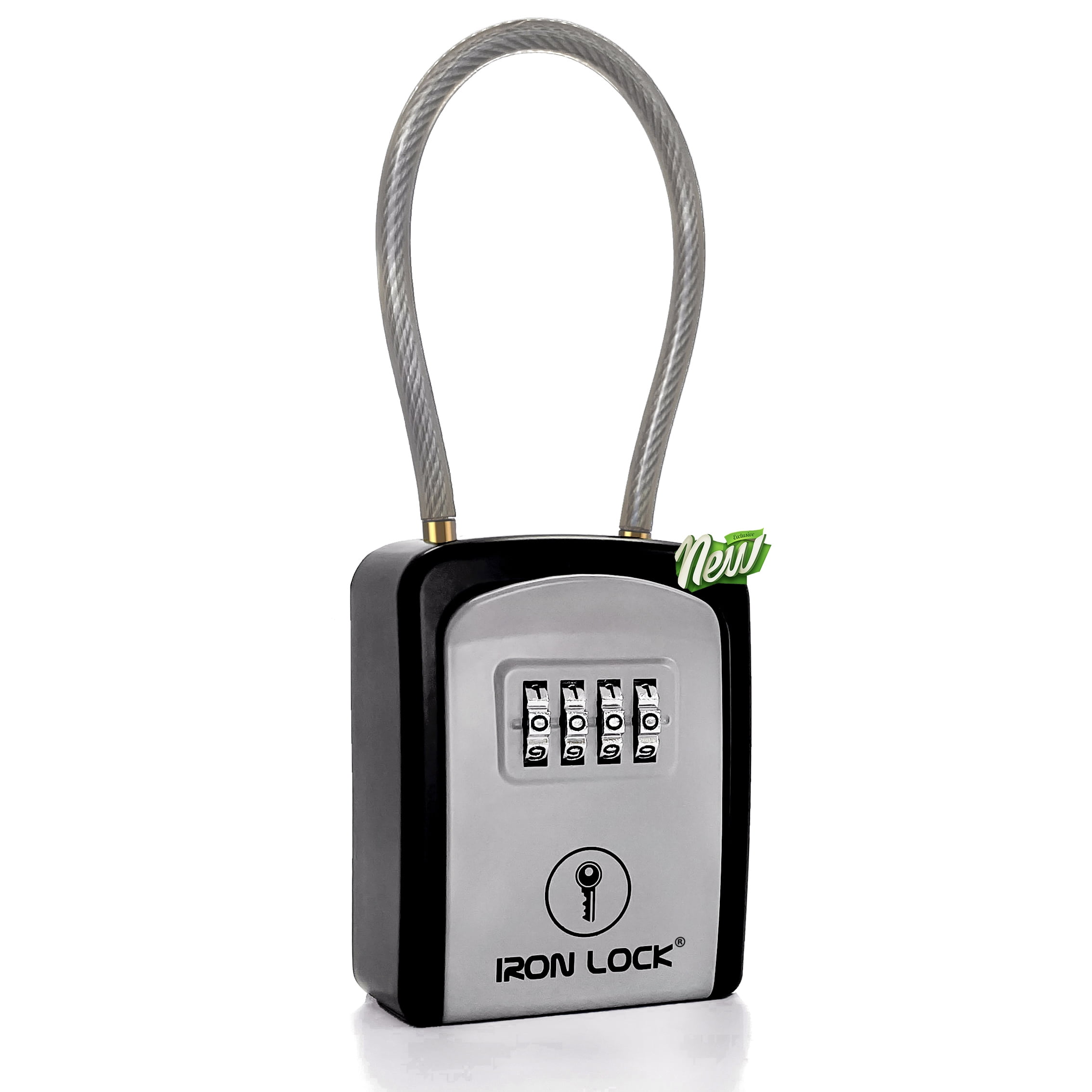Iron Lock Small Portable Key Lock Box with Cable Shackle and 4Digit