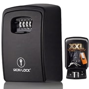 Iron Lock  Key Lock Box XXL Wall Mount   Waterproof Outdoor Key Safe with Heavy-Duty Metal Body & 4-Digit Combination   Lock Box for Keys Outside for Home, Rentals & Realtors Extra Large Black, XXL