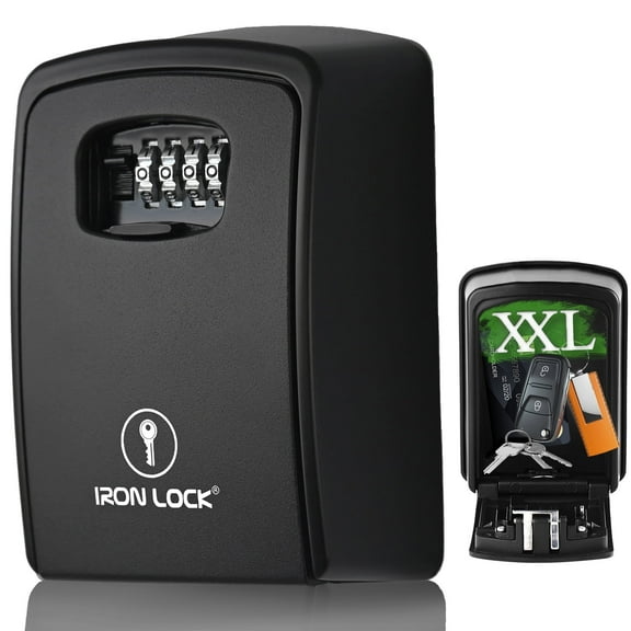 Iron Lock® XXL Key Lock Box Waterproof Wall-Mounted with Resettable Combination Code, X-Large Space