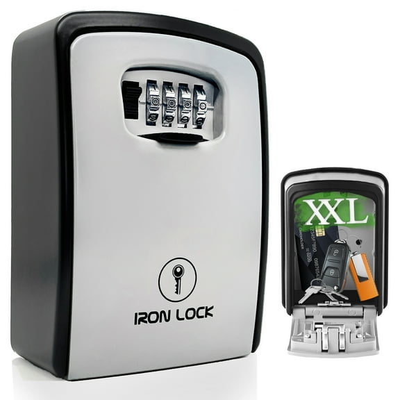 Iron Lock® XXL Key Lock Box Waterproof Wall-Mounted with Resettable Combination Code, X-Large Space