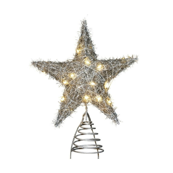 Iron Luminous Five-Pointed Star Tree Topper with Light String, Festive Christmas Decoration for Real or Artificial Trees, Easy Install and Durable Holiday Ornament