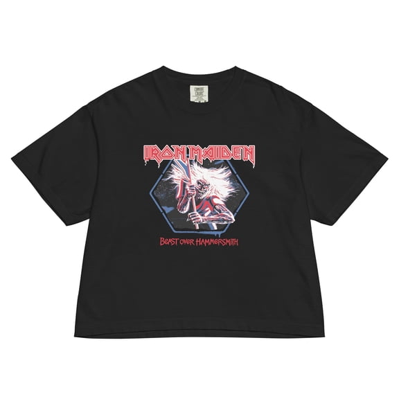 Iron Maiden Beast Over Hammersmith Mineral Wash Womens Crop Tee