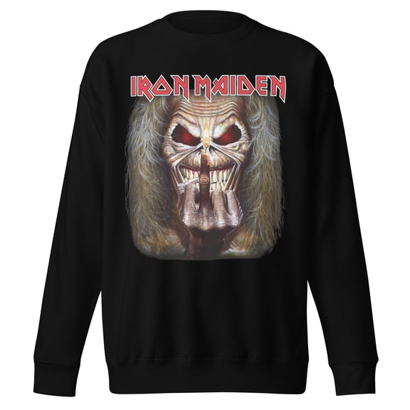 Iron Maiden Candle Finger Jumbo Print Unisex Sweatshirt - Black - Medium