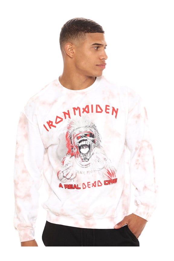 Dead One Crewneck Bleached Men's Sweatshirt - White/Sand (XL)