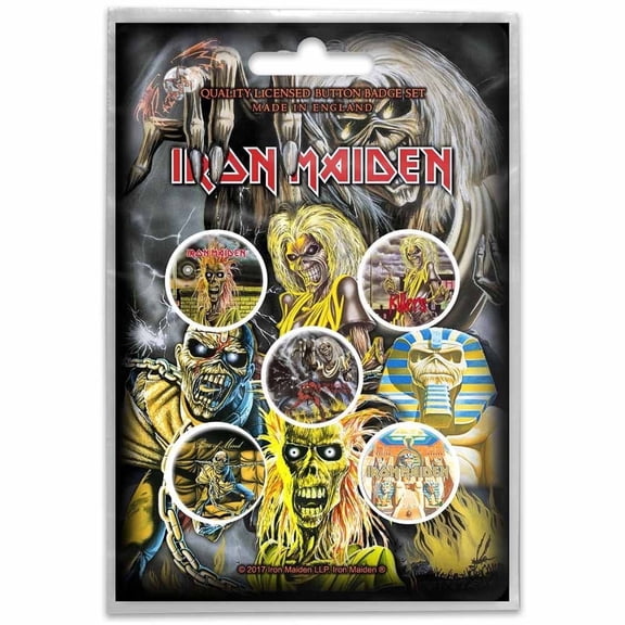 Iron Maiden Early Albums 5 Button Badge Set Multicolor