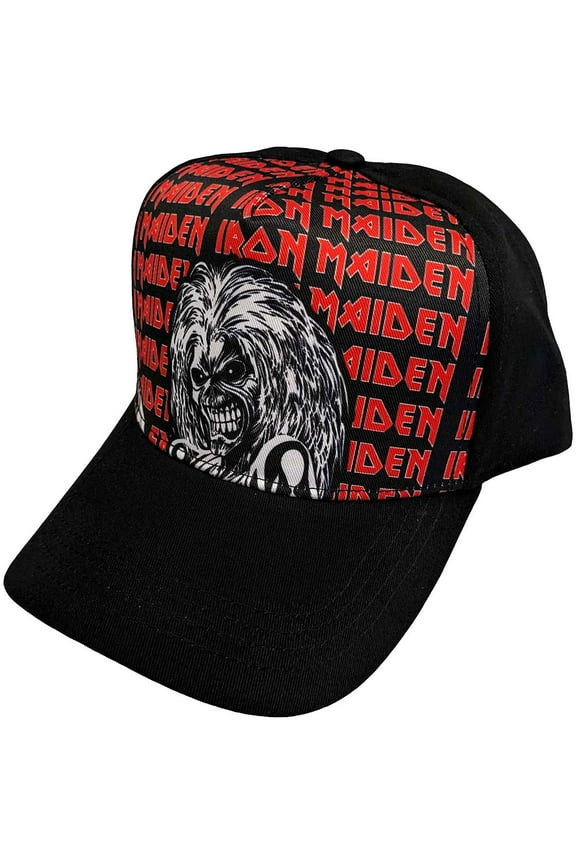 Iron Maiden Eddie Logo Repeat Baseball Hat Black