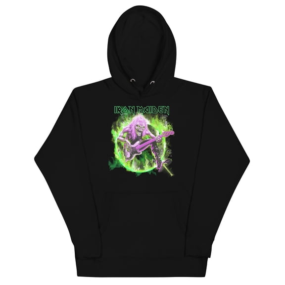 Iron Maiden Green Guitar Classic Unisex Hoodie - Black - Small
