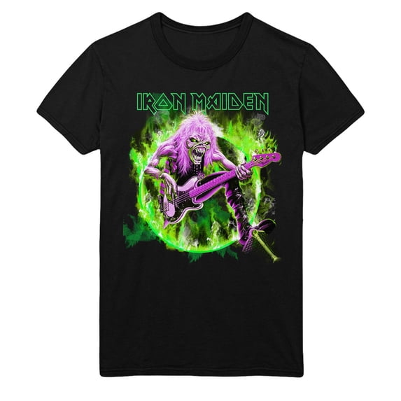 Iron Maiden Green Guitar Unisex T-Shirt - Black - Small