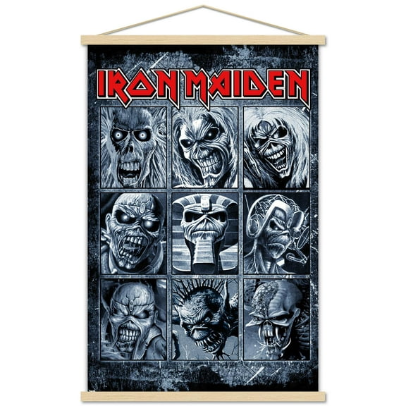 Iron Maiden - Grid Wall Poster with Wooden Magnetic Frame, 22.375" x 34"