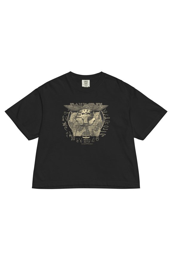 Iron Maiden Hieroglyphic Mineral Wash Womens Crop Top