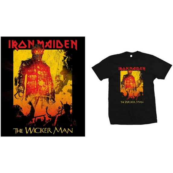 Iron Maiden Men's The Wicker Man Fire Slim Fit T-shirt Large Black