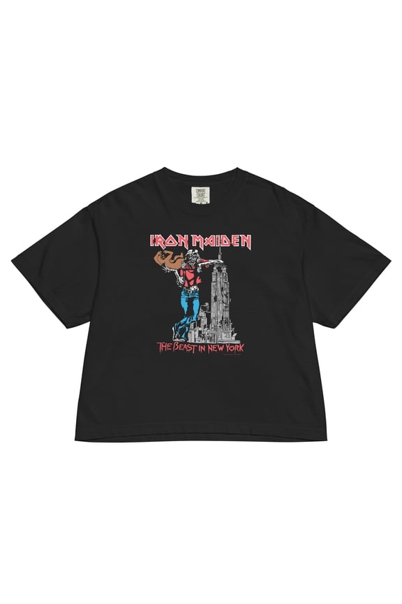 Iron Maiden NYC 1982 Vintage Tour Mineral Wash Womens Crop Tee