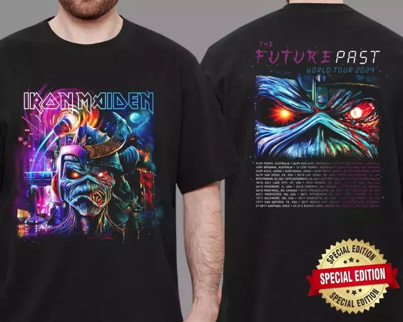 Iron Maiden Official The Future Past 2024 World Tour Two Sides Print