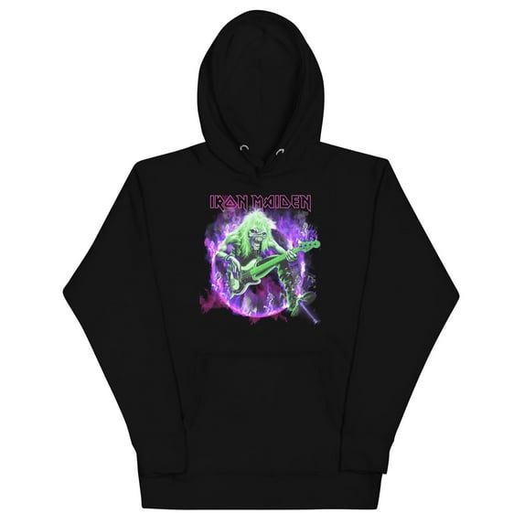Iron Maiden Purple - Small Guitar Classic Unisex Hoodie - Black - Small