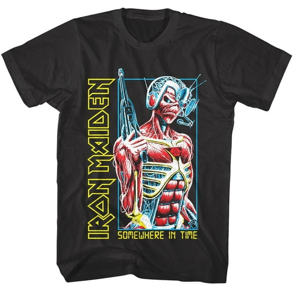 Iron Maiden Somewhere in Time Eddie Men's T Shirt (Black, AdultM)