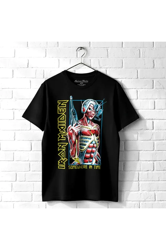 Iron Maiden Somewhere in Time Eddie Men's T Shirt (Black, Big&Tall2XLT)