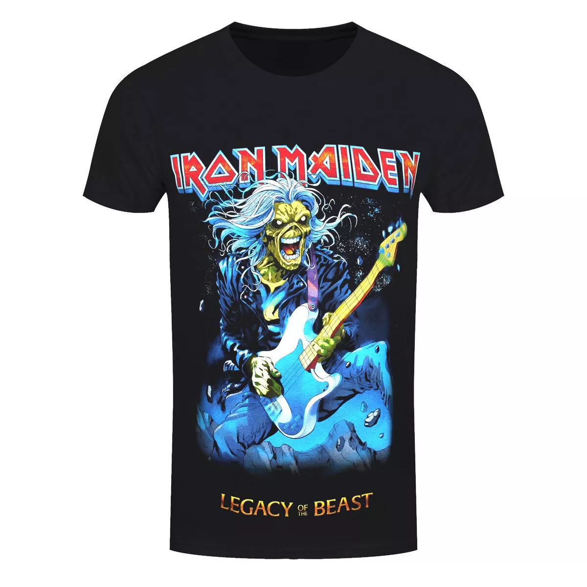 Iron Maiden TShirt Eddie On Bass Rock Band New Black Official
