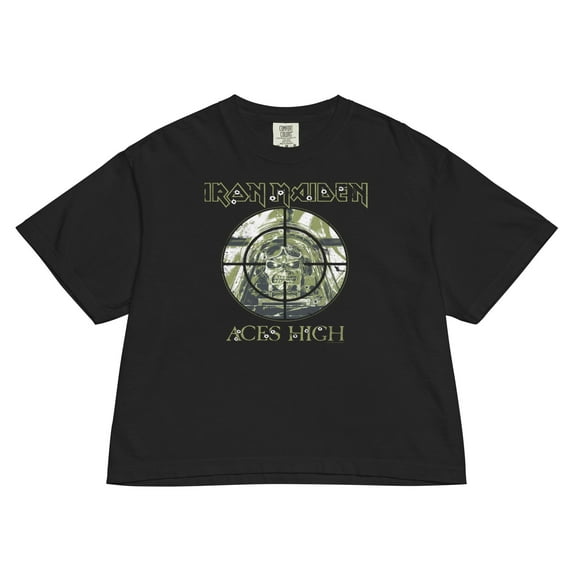 Iron Maiden Aces High Target Practice Mineral Wash Womens Crop Tee