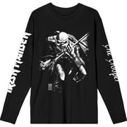 Iron Maiden Unisex Long Sleeve T-Shirt 50 Trooper Isolated Black Sleeve Print
