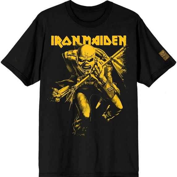 Iron Maiden Unisex T-Shirt 50 Trooper Crop Yellow (Black) (Sleeve Print) (Medium)
