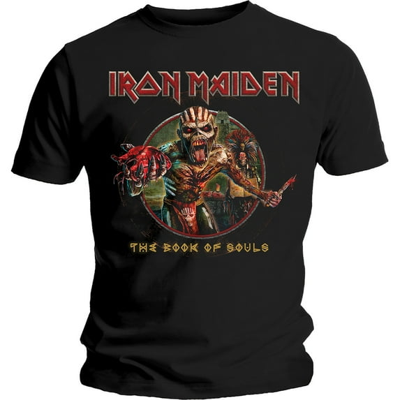 Iron Maiden Unisex T-Shirt Book of Souls Eddie Circle (Small)