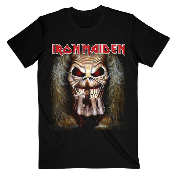 Iron Maiden Unisex T-Shirt Eddie Candle Finger (Large)