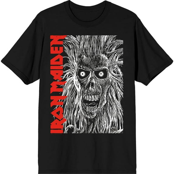 Iron Maiden Unisex T-Shirt Eponymous Face Red Logo (Black)