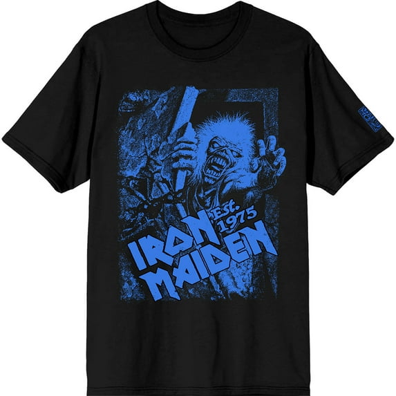 Iron Maiden Unisex T-Shirt Est. 1975 No Prayer Grave Blue (Black) (Sleeve Print) (XX-Large)