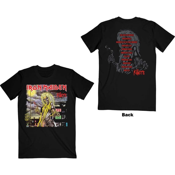 Iron Maiden Unisex T-Shirt Killers V.2. Album Track list (Back Print) (Medium)