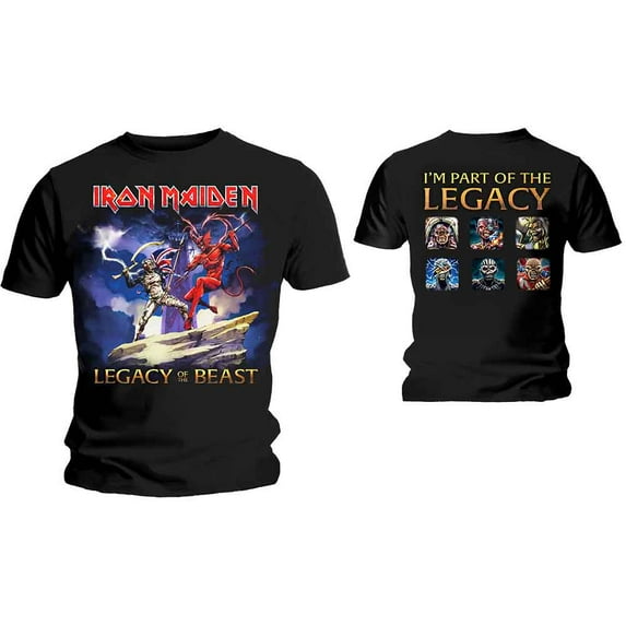 Iron Maiden Unisex T-Shirt Legacy Beast Fight (Back Print) (X-Large)