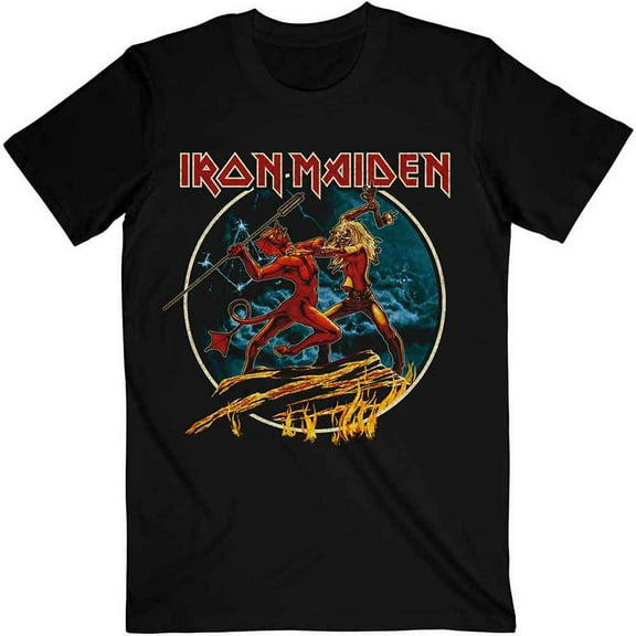 Iron Maiden Unisex T-Shirt Number Of The Beast Run To The Hills Circular (Large)