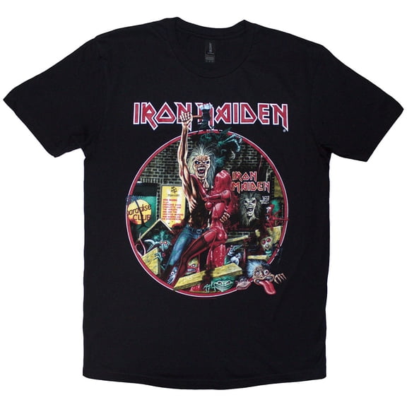 Iron Maiden Unisex T-Shirt Paradise Club Circle (Black) (X-Large)
