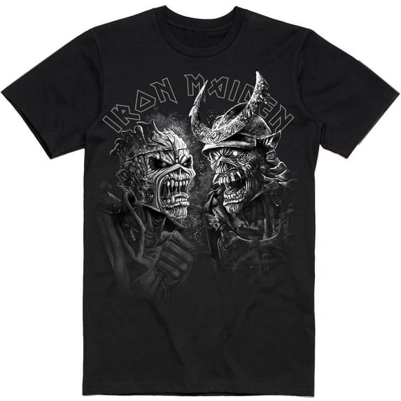 Iron Maiden Unisex T-Shirt Senjutsu Large Grayscale Heads (X-Large)