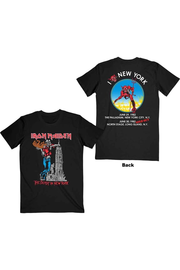 Iron Maiden Unisex T-Shirt The Beast In New York (Back Print) (X-Large)