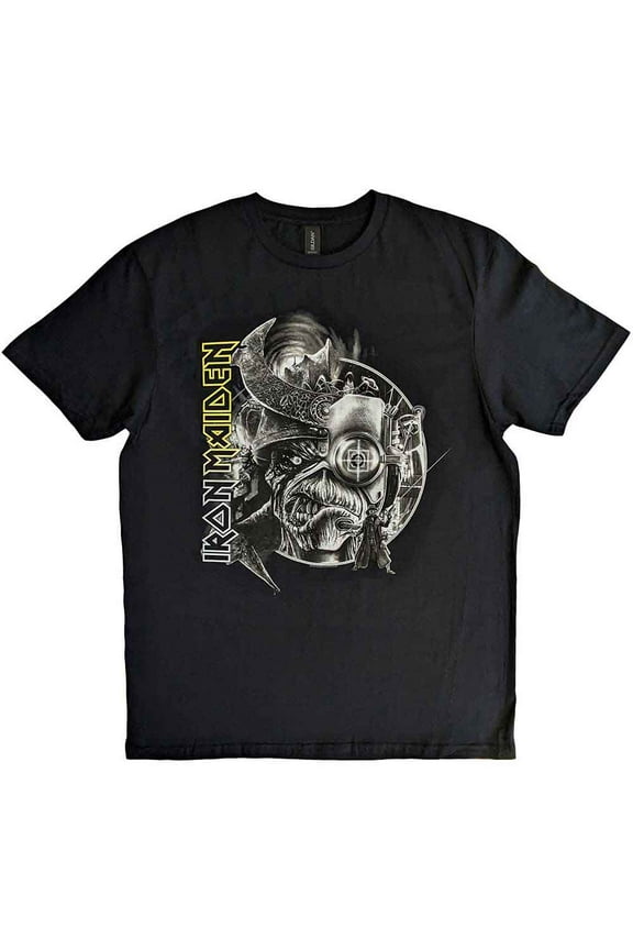 Iron Maiden Unisex T-Shirt: The Future Past Tour '23 Greyscale (Medium)