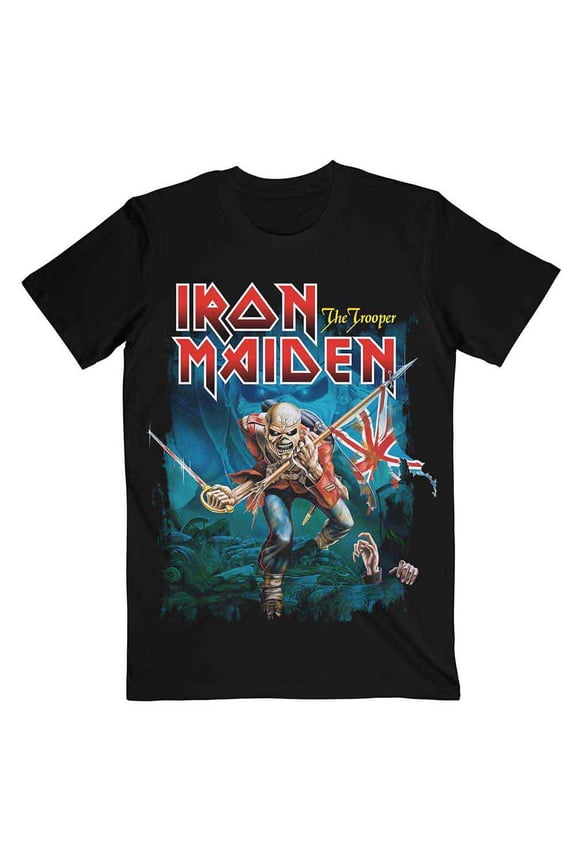 Iron Maiden Unisex T-Shirt: Trooper Eddie Large Eyes (Large)
