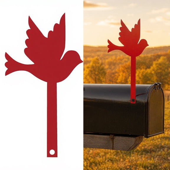 Iron Mailbox Flag, Metal Flying Bird Shape Mail Box Stake Sign, Decorative Mailbox Flag Replacement for Outdoor Garden Patio Decoration