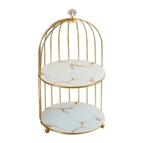 Iron Makeup Organizer - 2-Tier Birdcage Storage Rack, Skincare & Lipstick Rack, Bathroom & Desktop Shelf,Decorative Storage for Cosmetic & Jewelry, 2 Items to Start the Auction !