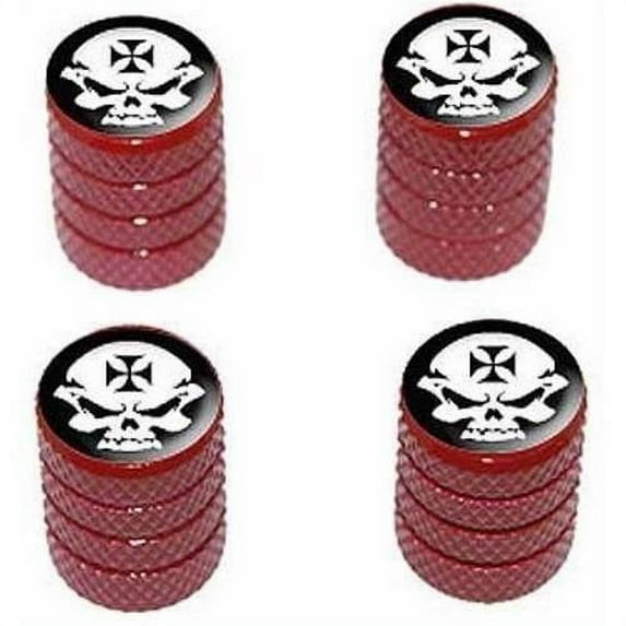 Iron Maltese Cross Biker Skull Tire Rim Wheel Aluminum Valve Stem Caps, Multiple Colors