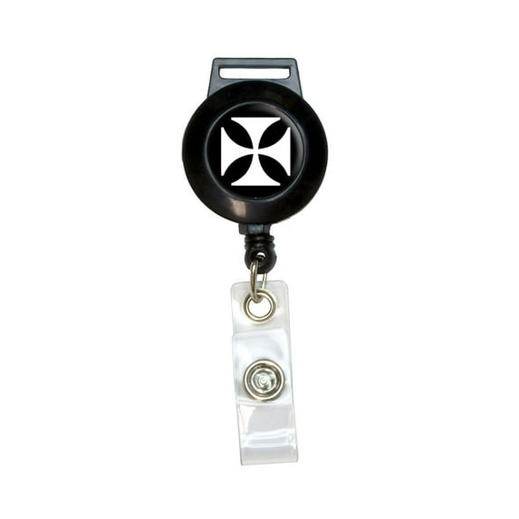 Iron Maltese Cross Retractable Badge Card ID Holder