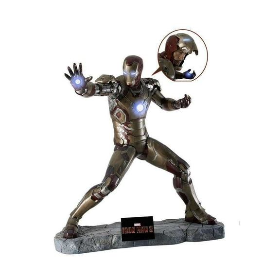 Iron Man 3 (Battle Version) with RDJ Head Life Size Statue