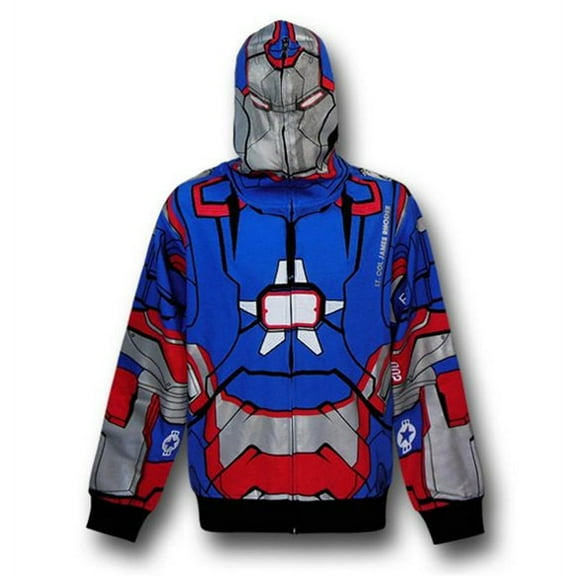 Iron Man 3 Iron Patriot Zip-Up Costume Hoodie-Large