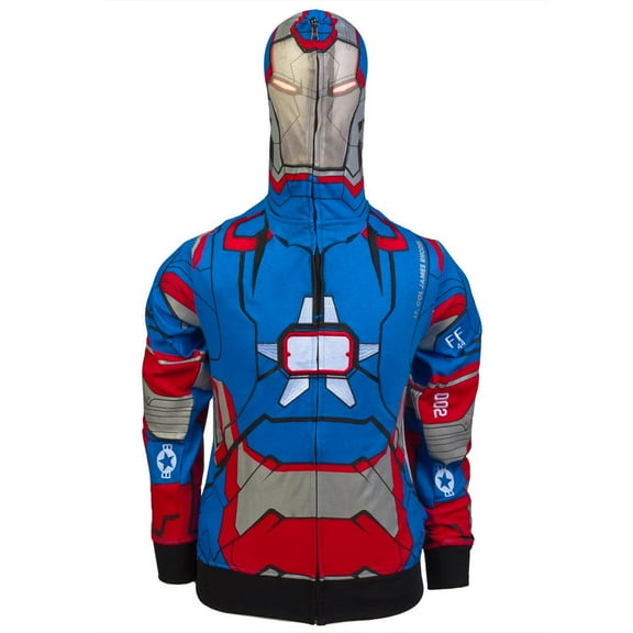 Iron Man 3 Iron Patriot Zip-Up Costume Hoodie-XLarge