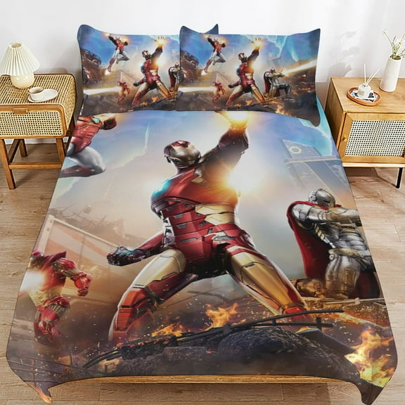 Iron Man 3-piece Bedding Set Twin Size,Kids Bedding Include Bed Duvet Cover and Pillowcases for Girls Boys Women Men
