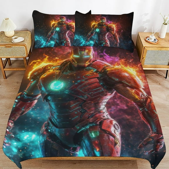 Iron Man 3-piece Bedding Set Twin Size,Kids Bedding Include Bed Duvet Cover and Pillowcases for Girls Boys Women Men