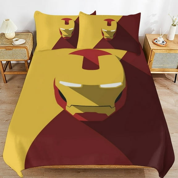 Iron Man 3-piece Bedding Set Twin Size,Kids Bedding Include Bed Duvet Cover and Pillowcases for Girls Boys Women Men