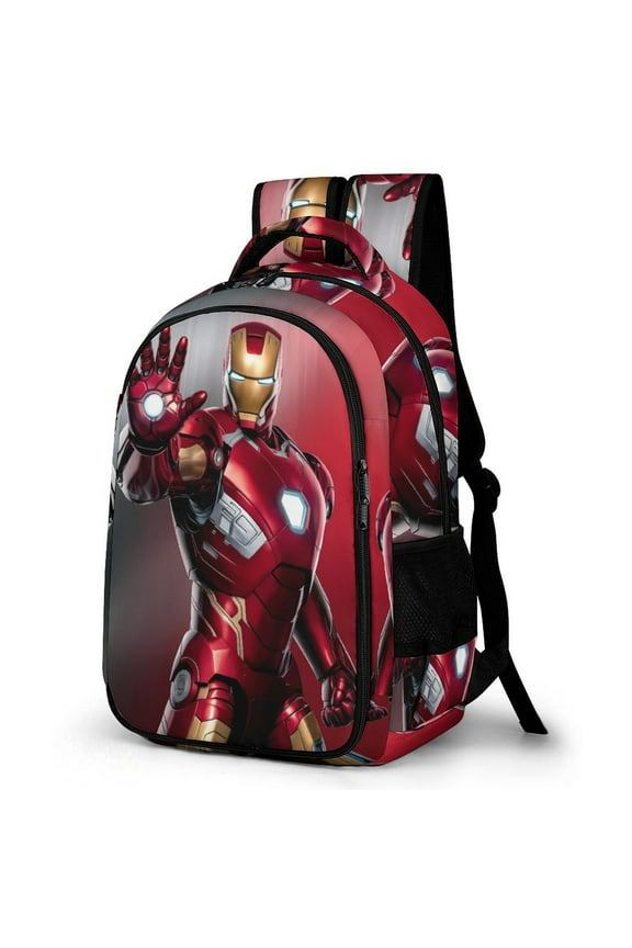 Iron-Man Backpack, Lightweight Dual Zippers School Backpacks Adjustable Shoulder Straps School Bookbag for School, Work, Sports, And Travel
