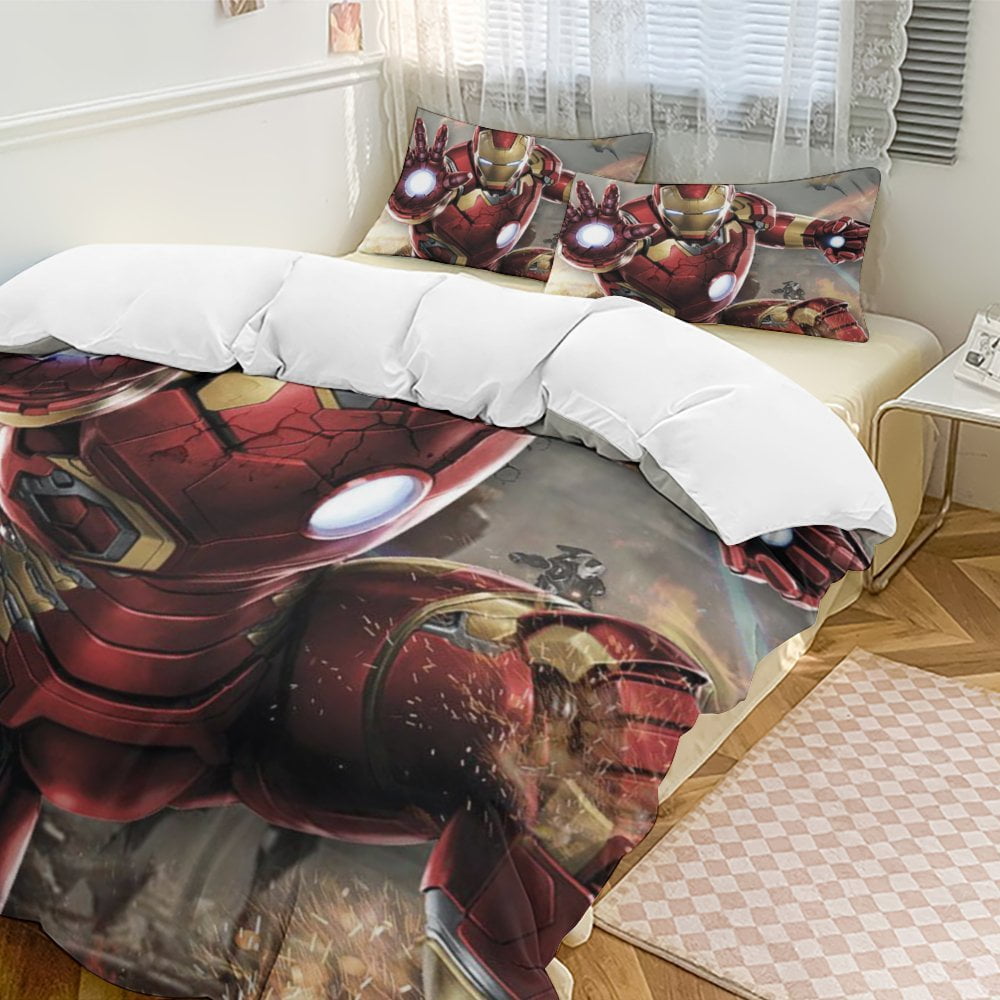 Iron Man Bedding Comforter Sets, 3-Piece Bedding Set Soft Warm Bed Set ...